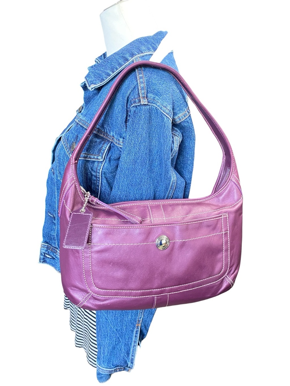 Coach RARE Y2k Tattersal Ergo Hobo Shoulder Bag All Leather - Picture 4 of 14
